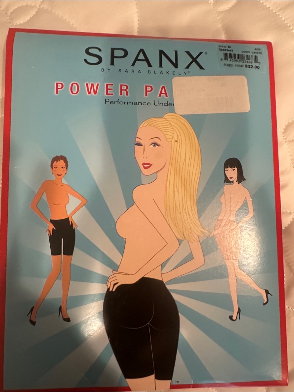 SPANX Power Panty in Light Blue with Black Accents